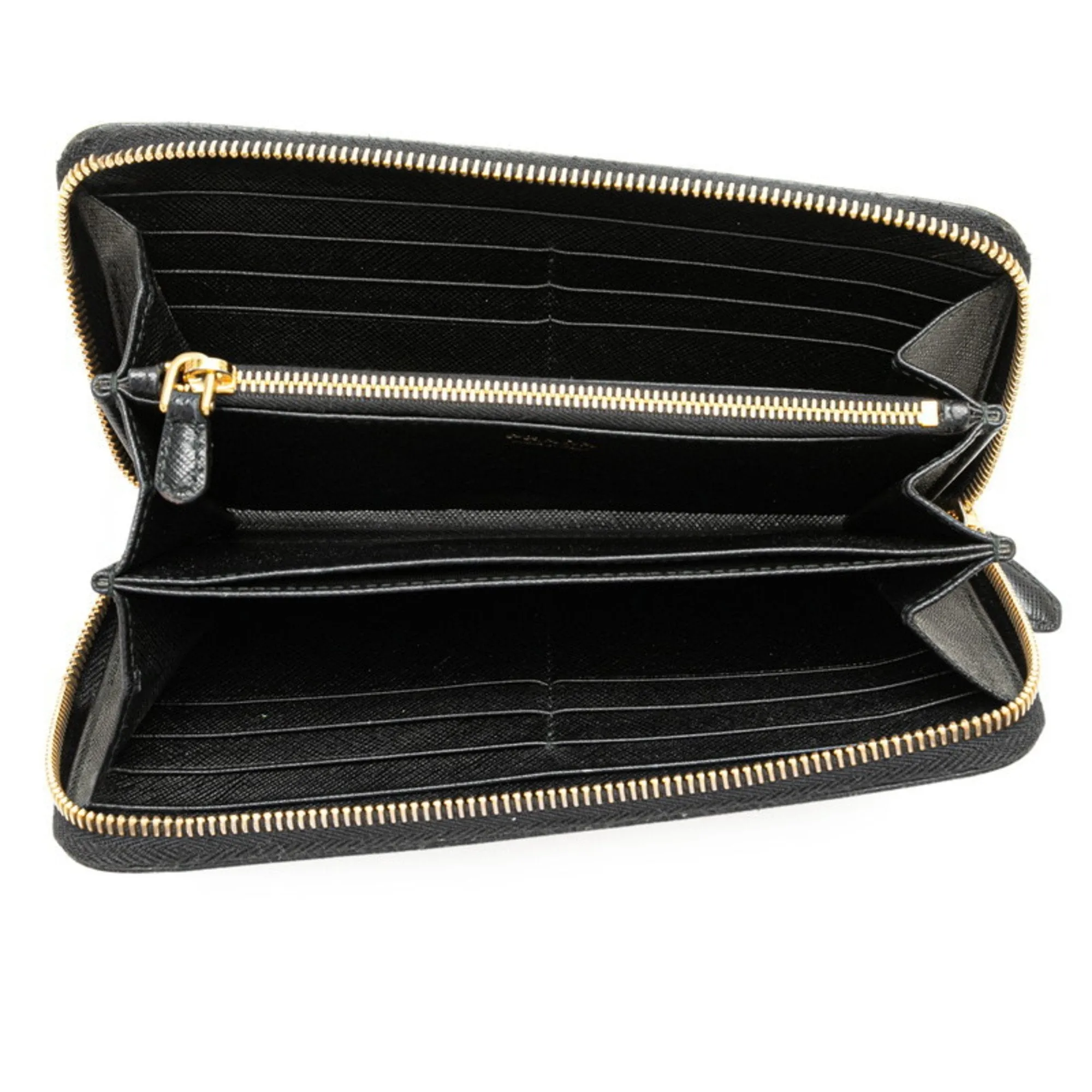 Prada Round Zipper Black Leather Accessories