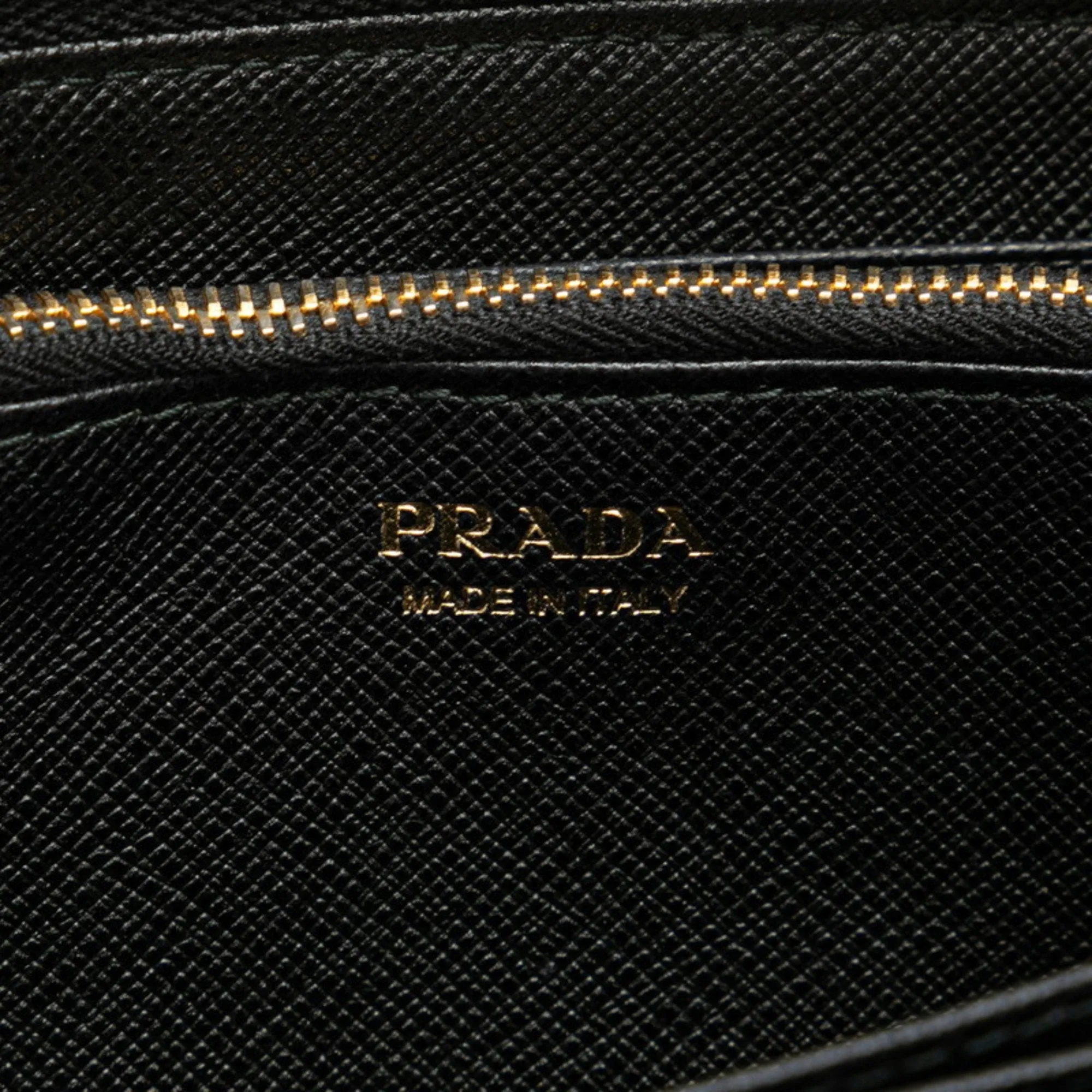 Prada Round Zipper Black Leather Accessories