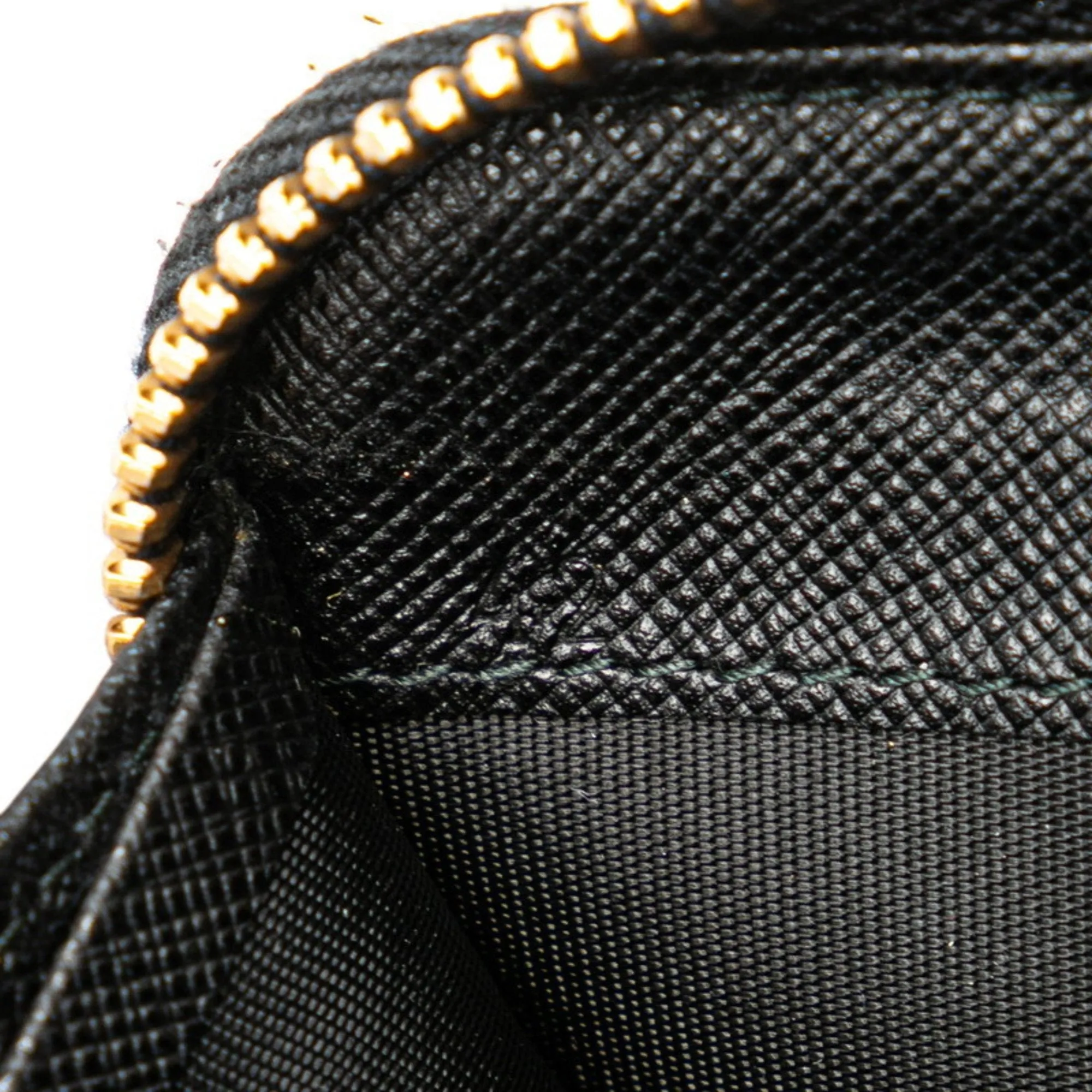 Prada Round Zipper Black Leather Accessories