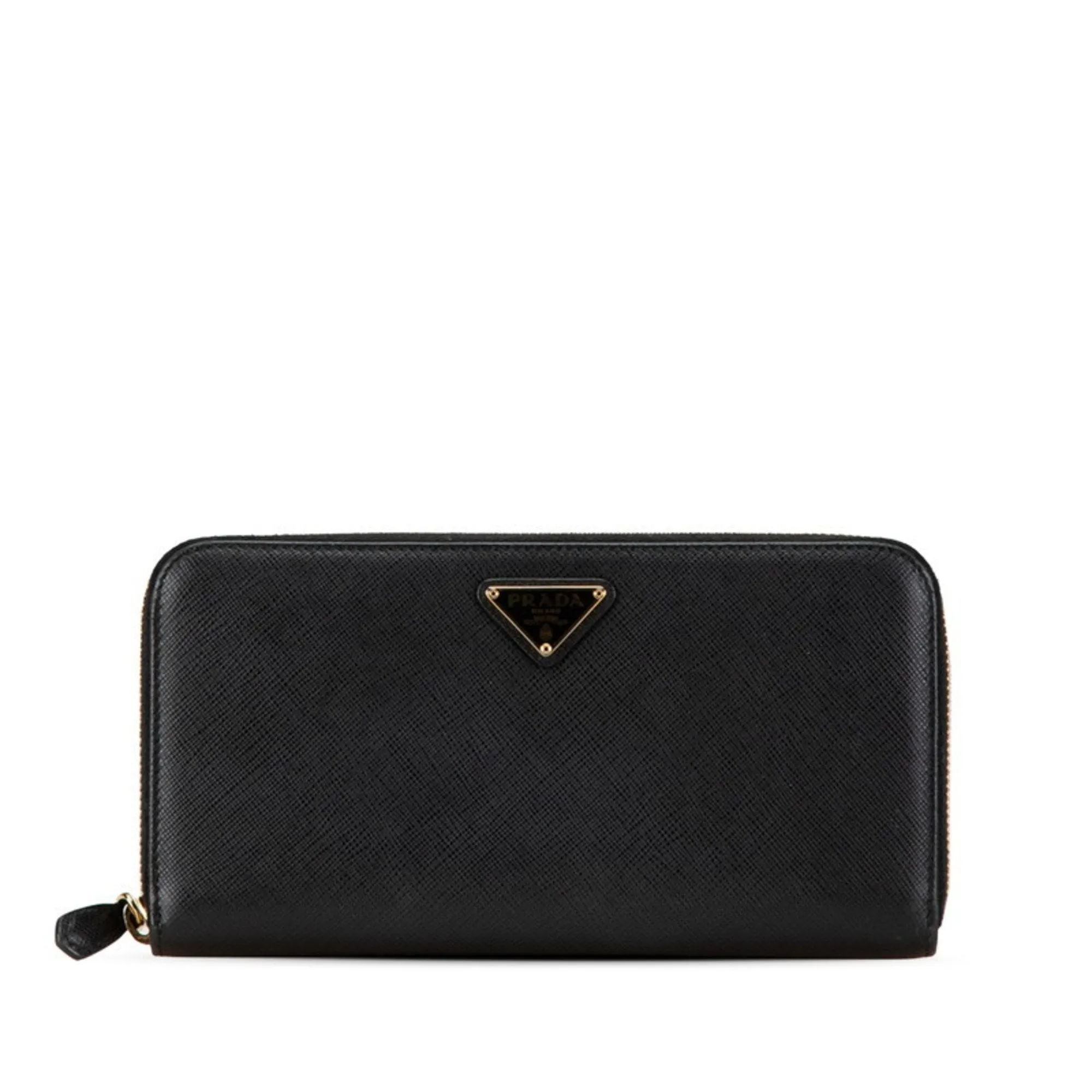 Prada Round Zipper Black Leather Accessories
