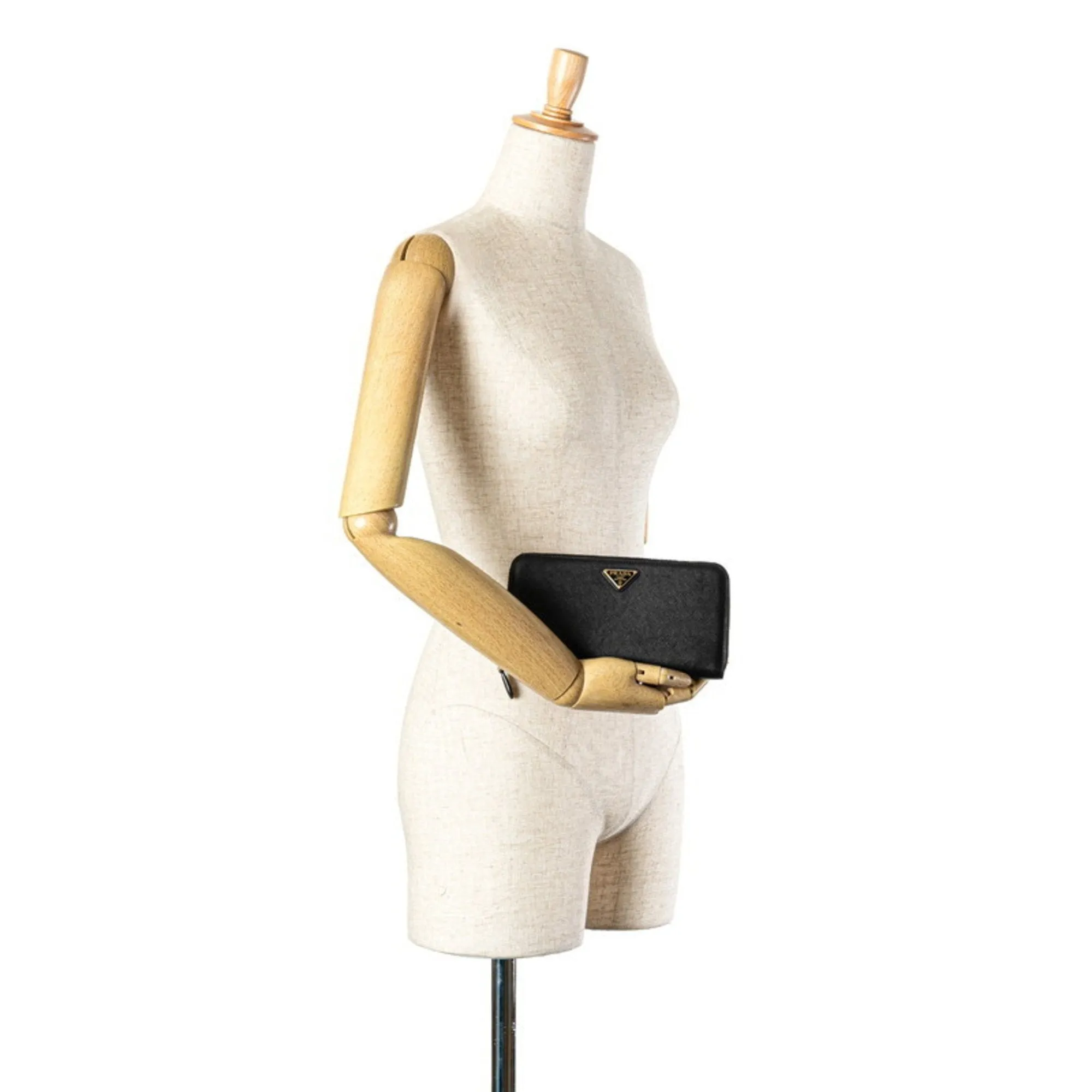 Prada Round Zipper Black Leather Accessories