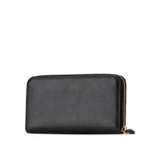 Prada Round Zipper Black Leather Accessories