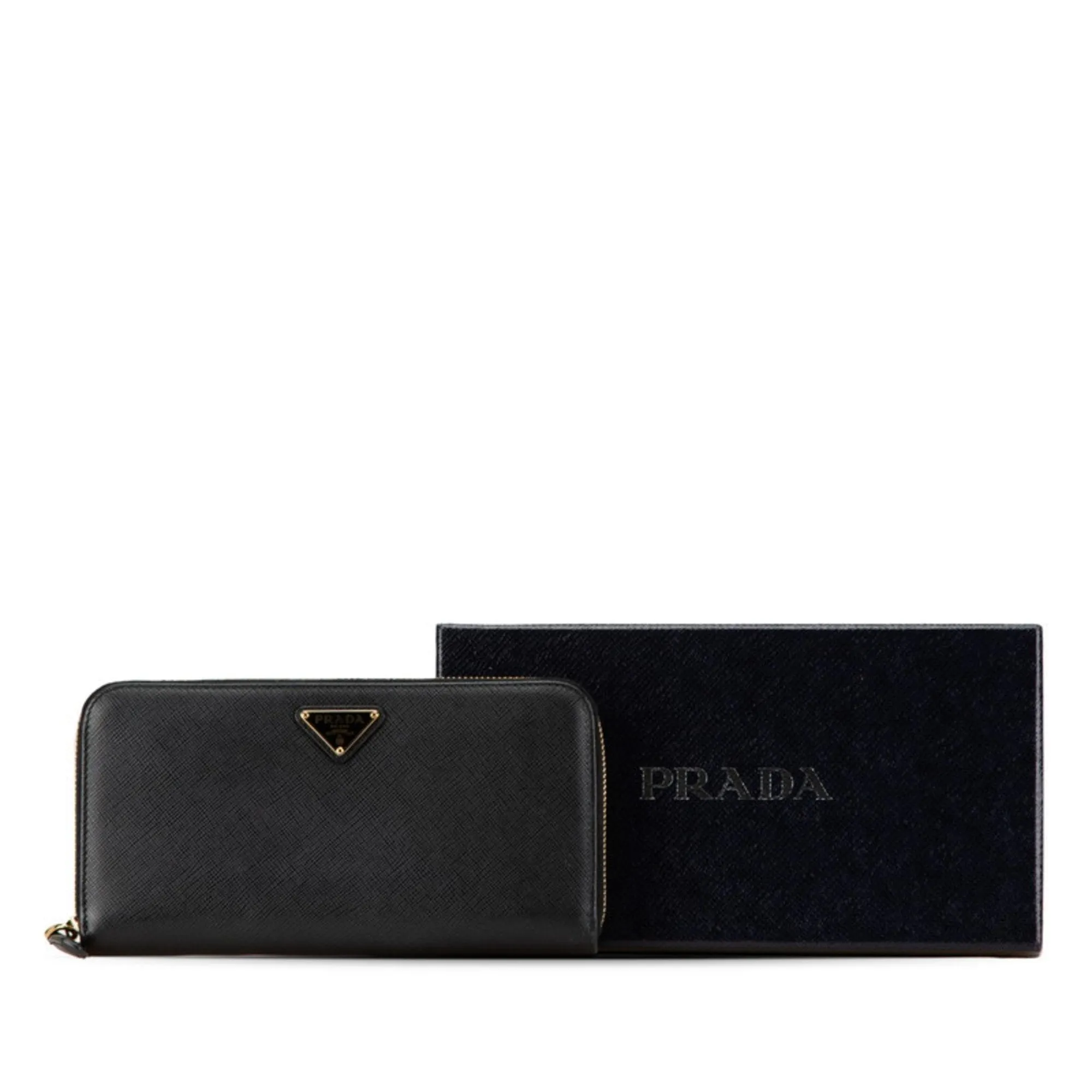 Prada Round Zipper Black Leather Accessories