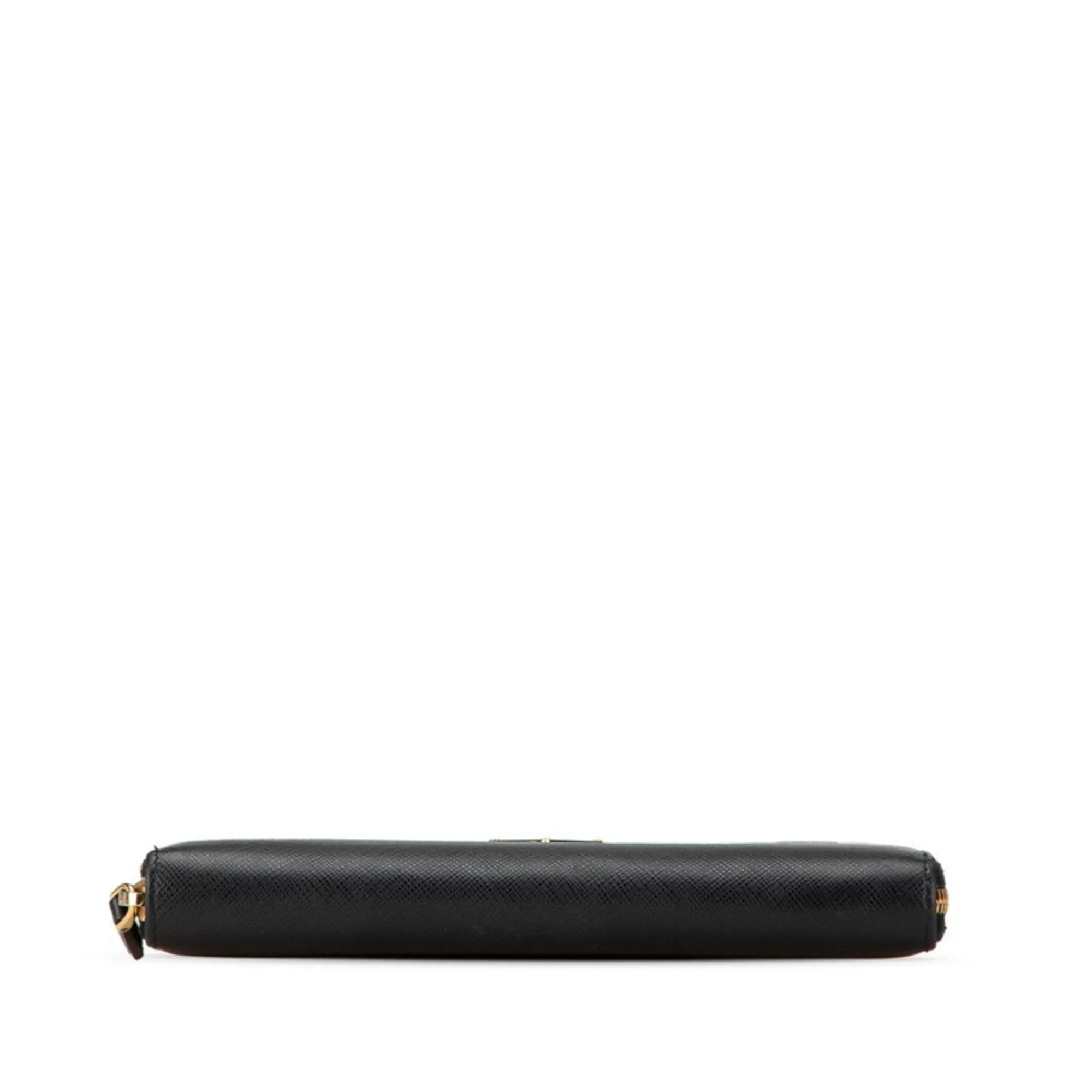 Prada Round Zipper Black Leather Accessories