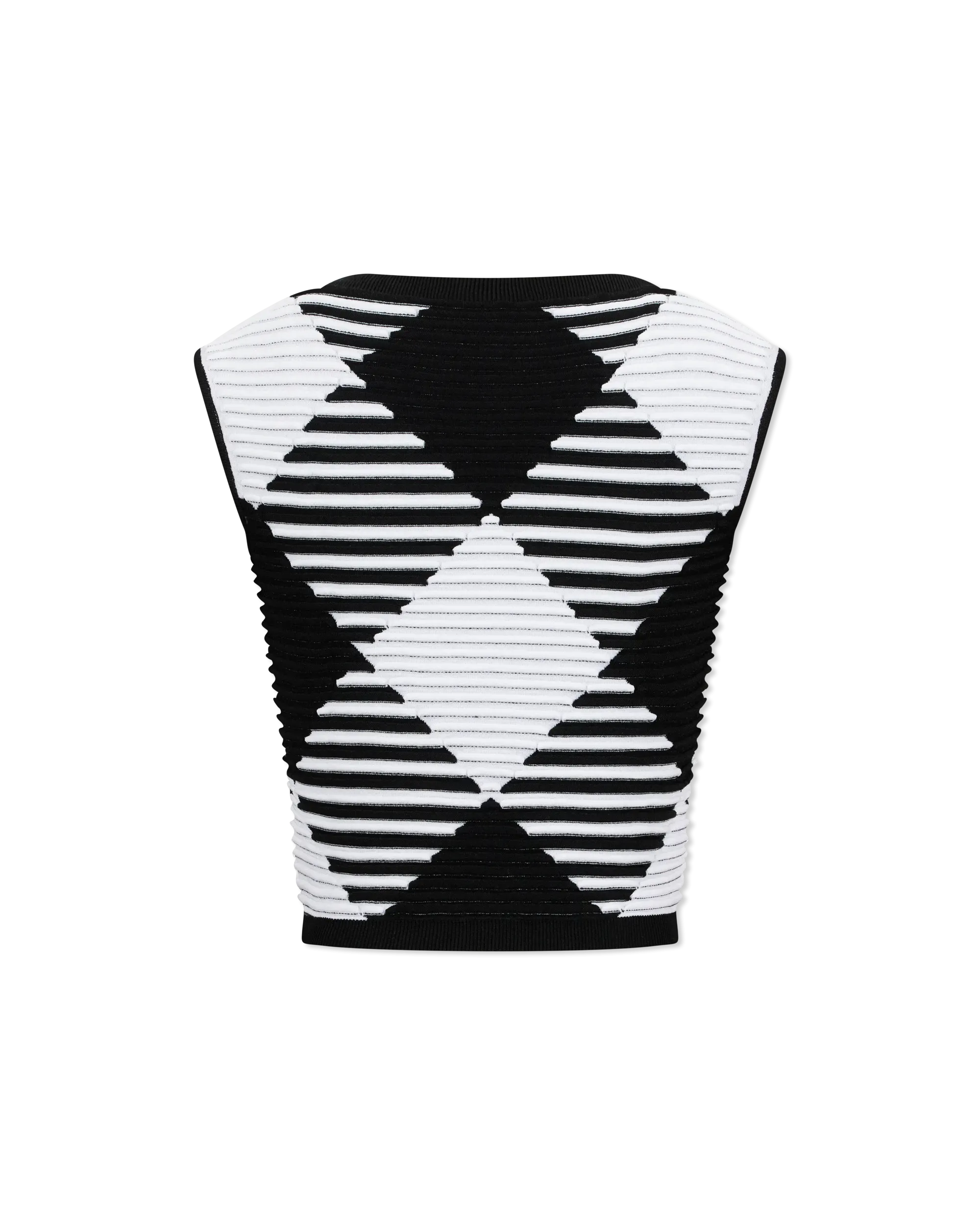 Rolled Gingham Knit Cropped Top