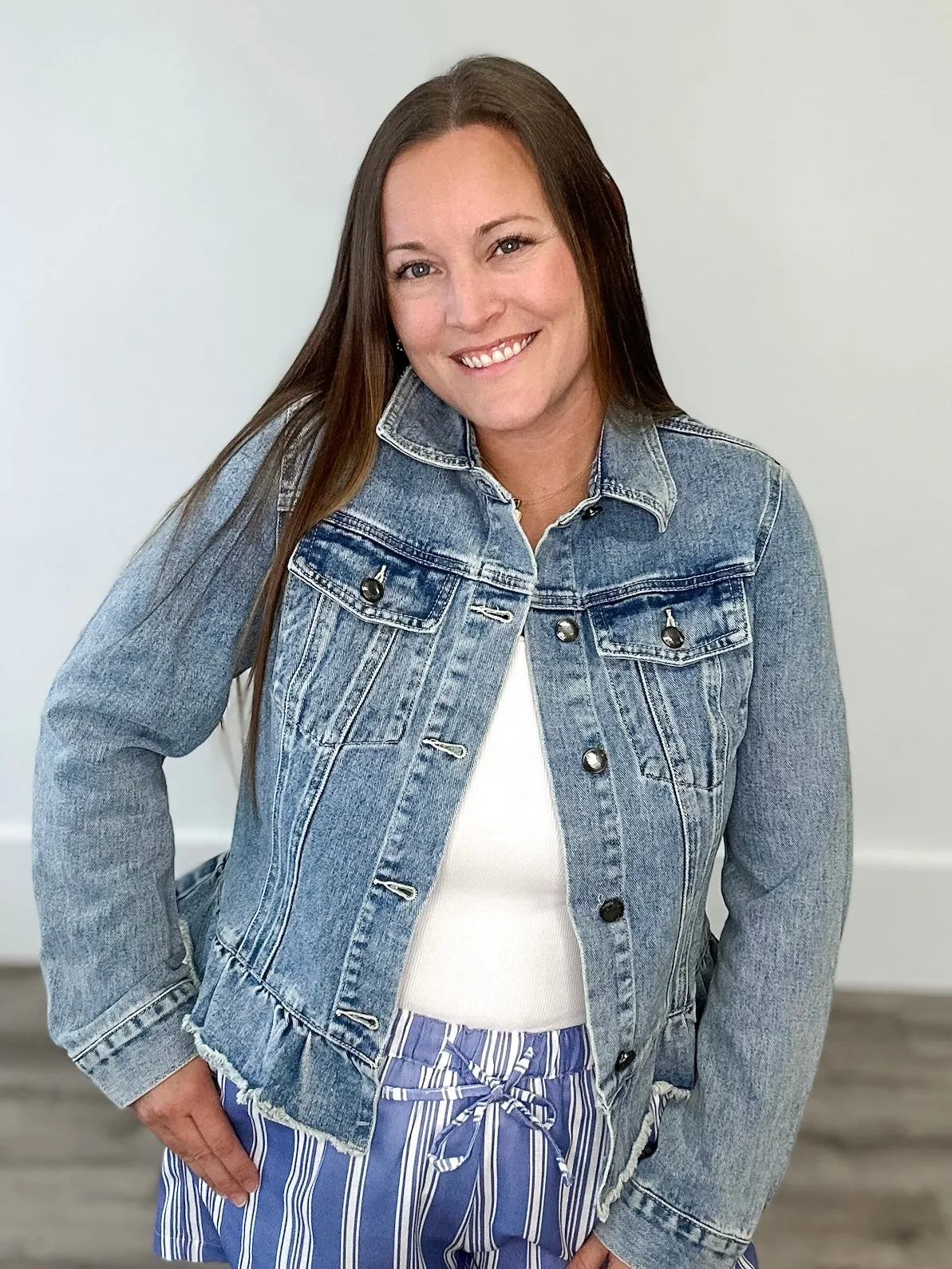 Ruffle Denim Jacket