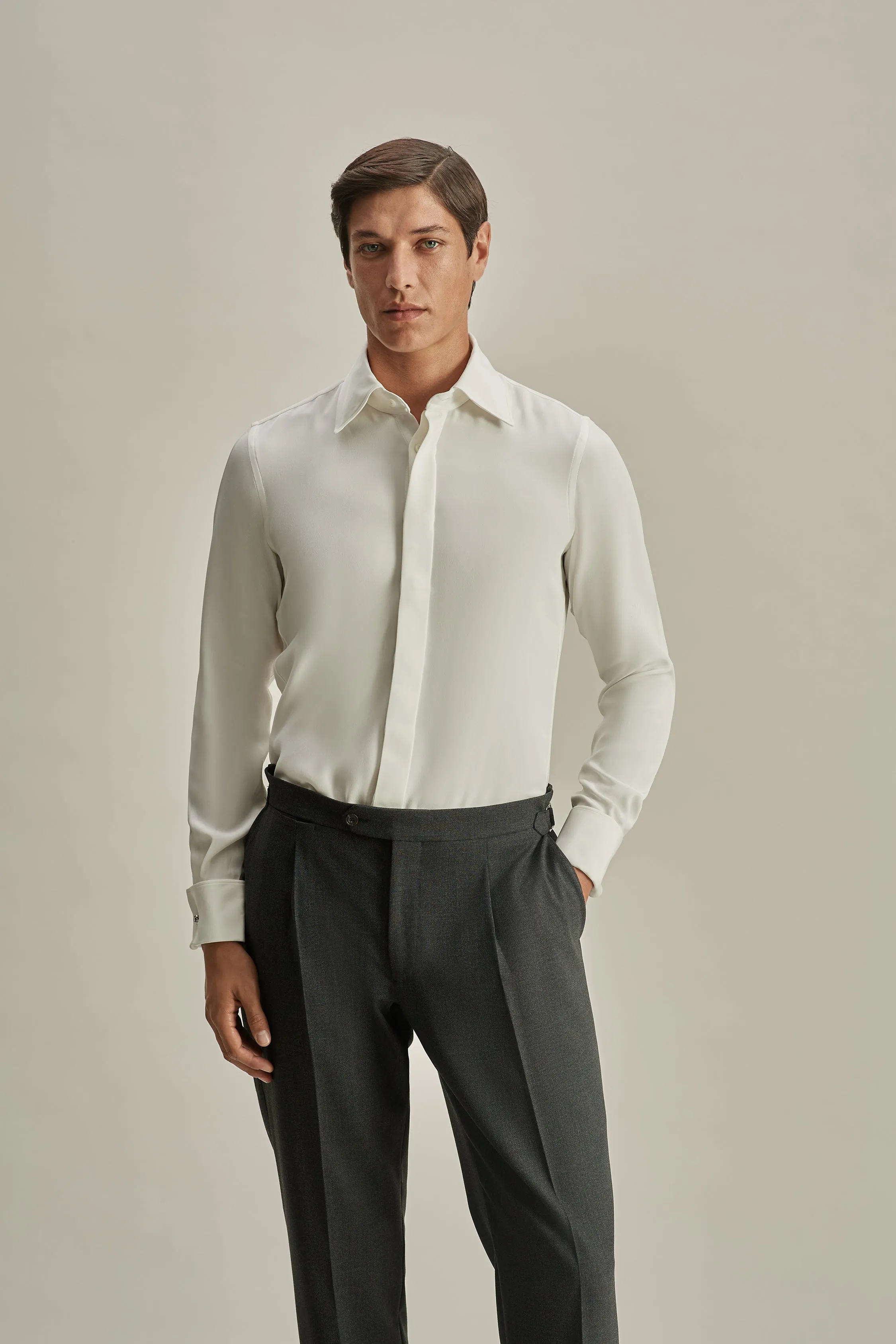 Silk Lecce Collar Fly Front Shirt