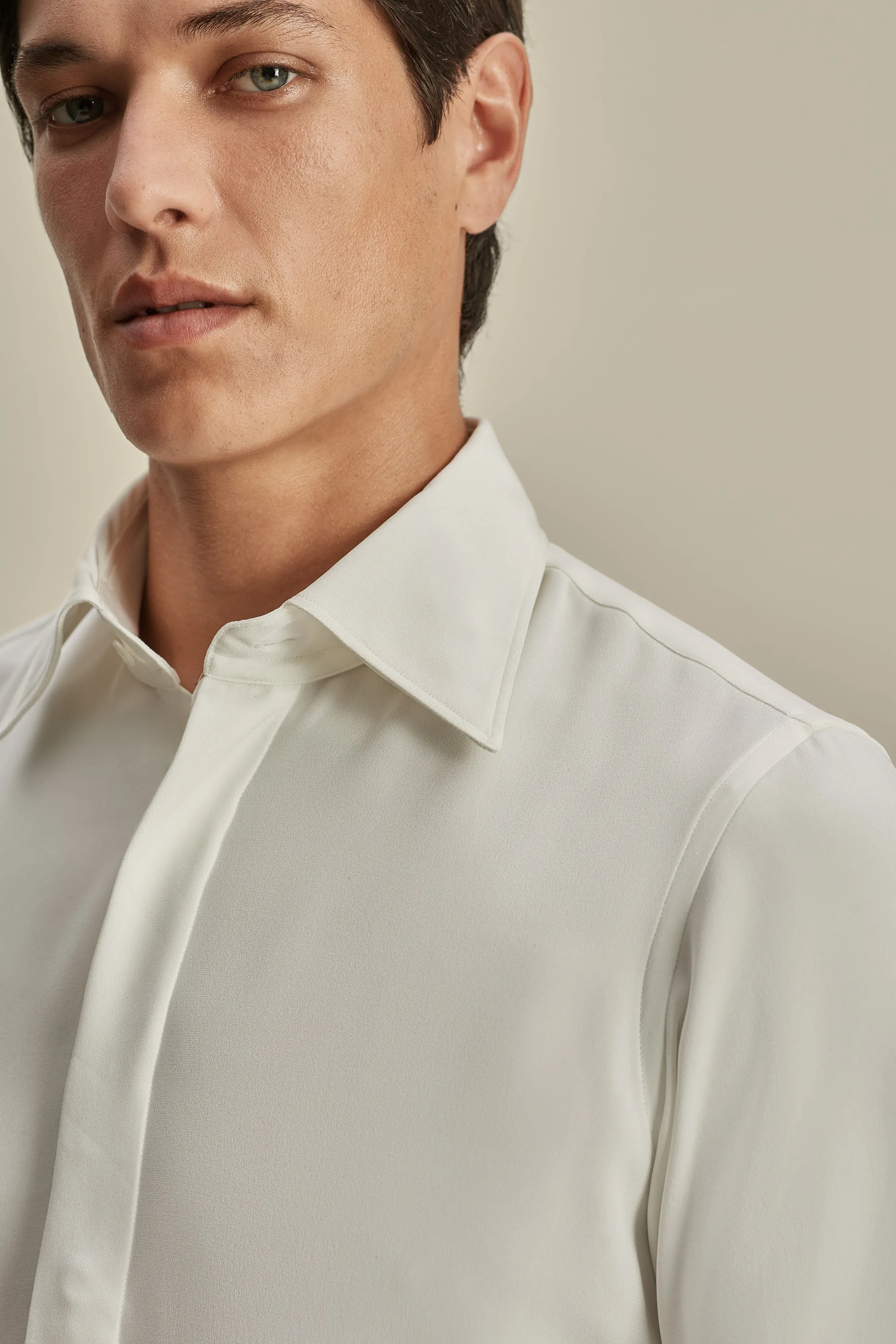 Silk Lecce Collar Fly Front Shirt